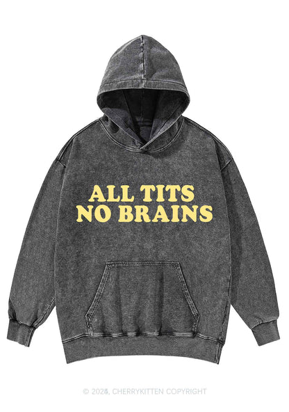 All Txts No Brains Y2K Washed Hoodie Cherrykitten