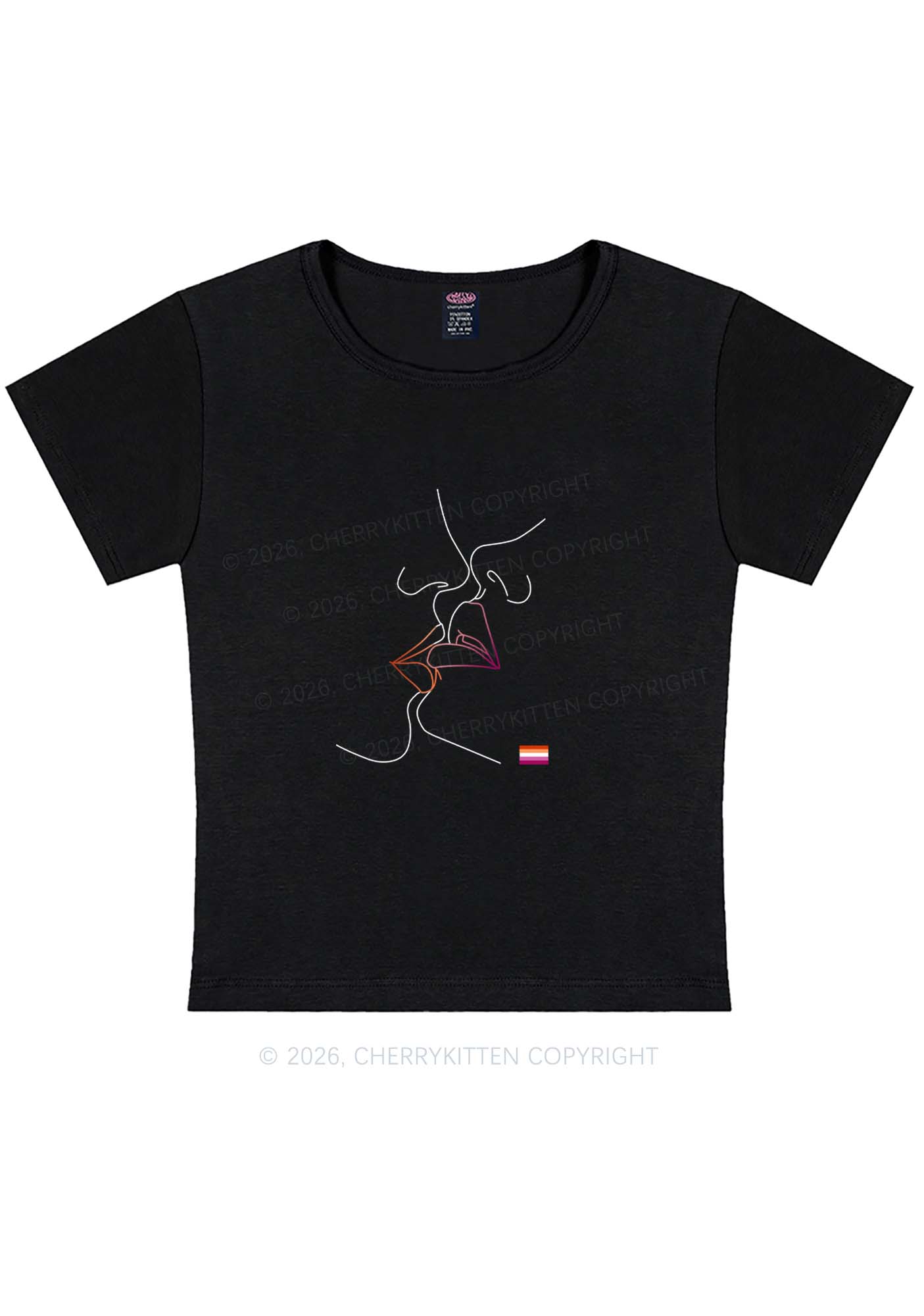 Lesbian Kiss Pride Y2K Baby Tee Cherrykitten