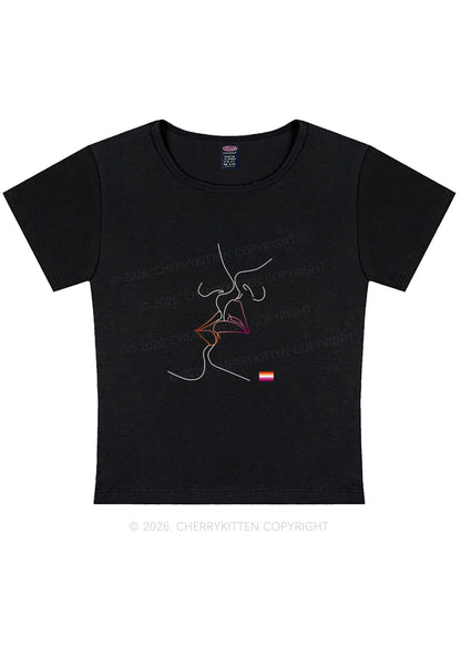 Lesbian Kiss Pride Y2K Baby Tee Cherrykitten