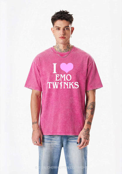 I Love Emo Twinks Pride Y2K Shirts Washed Tee Cherrykitten