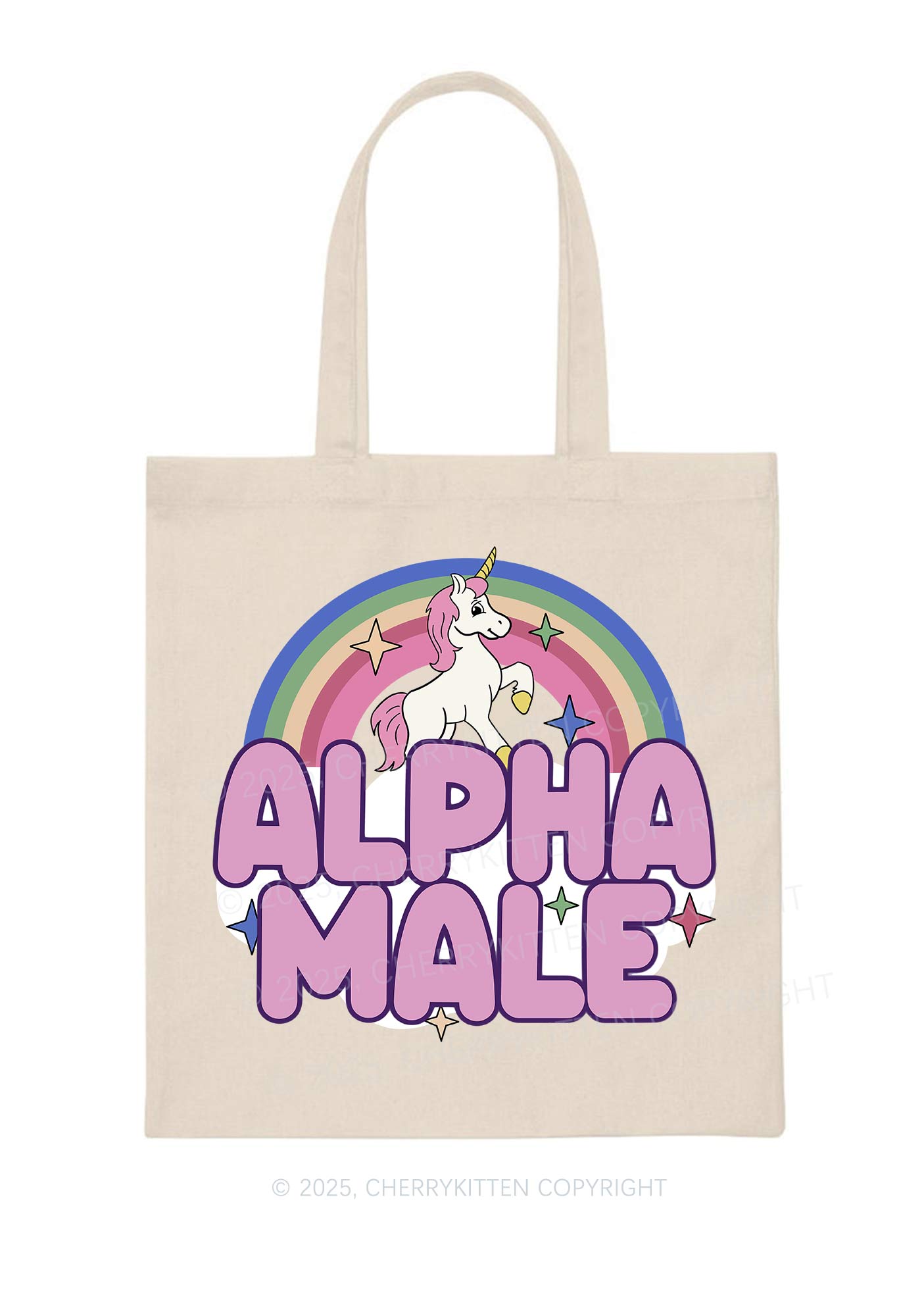 Rainbow Unicorn Alpha Male Pride Y2K Canvas Tote Bag Cherrykitten
