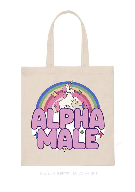 Rainbow Unicorn Alpha Male Pride Y2K Canvas Tote Bag Cherrykitten