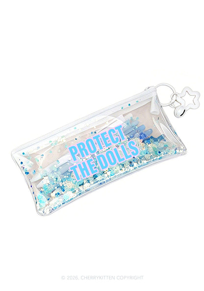 Protect The Dolls Pride Y2K Quicksand Transparent Pencil Pouch Cherrykitten