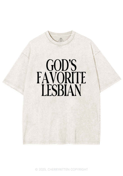 Gods Favorite Lesbian Pride Y2K Shirts Washed Tee Cherrykitten