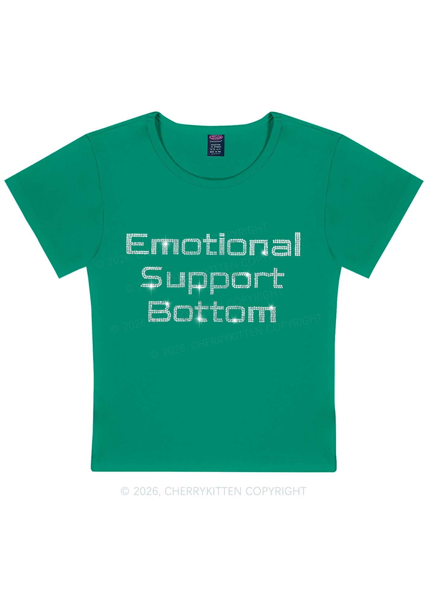 Rhinestone Emotional Support Bottom Pride Y2K Baby Tee Cherrykitten
