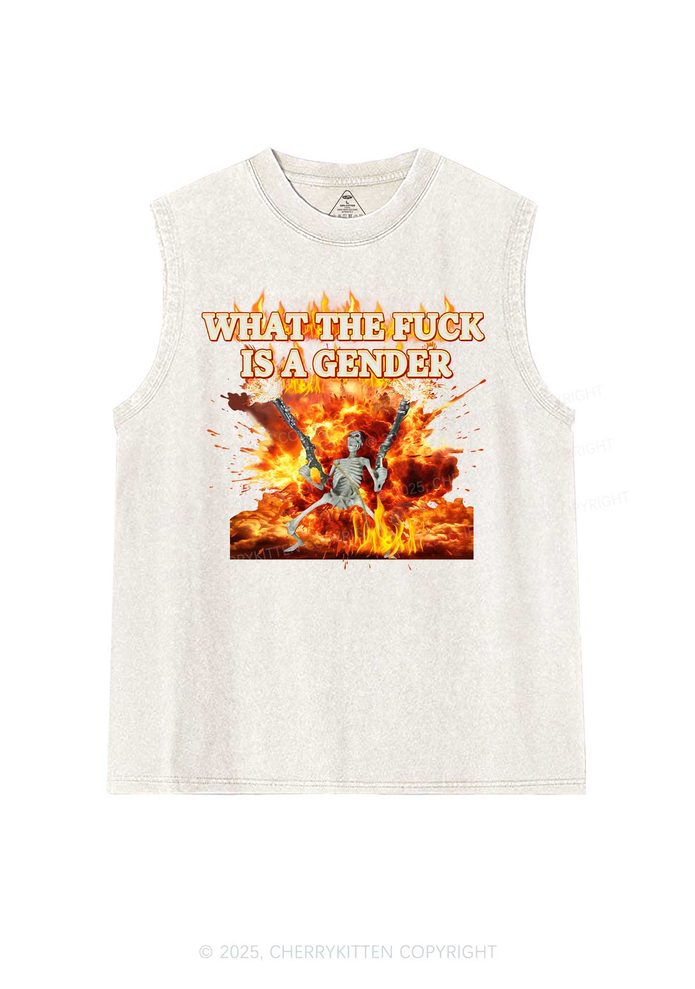 Skeleton Gender Y2K Washed Muscle Tank Cherrykitten