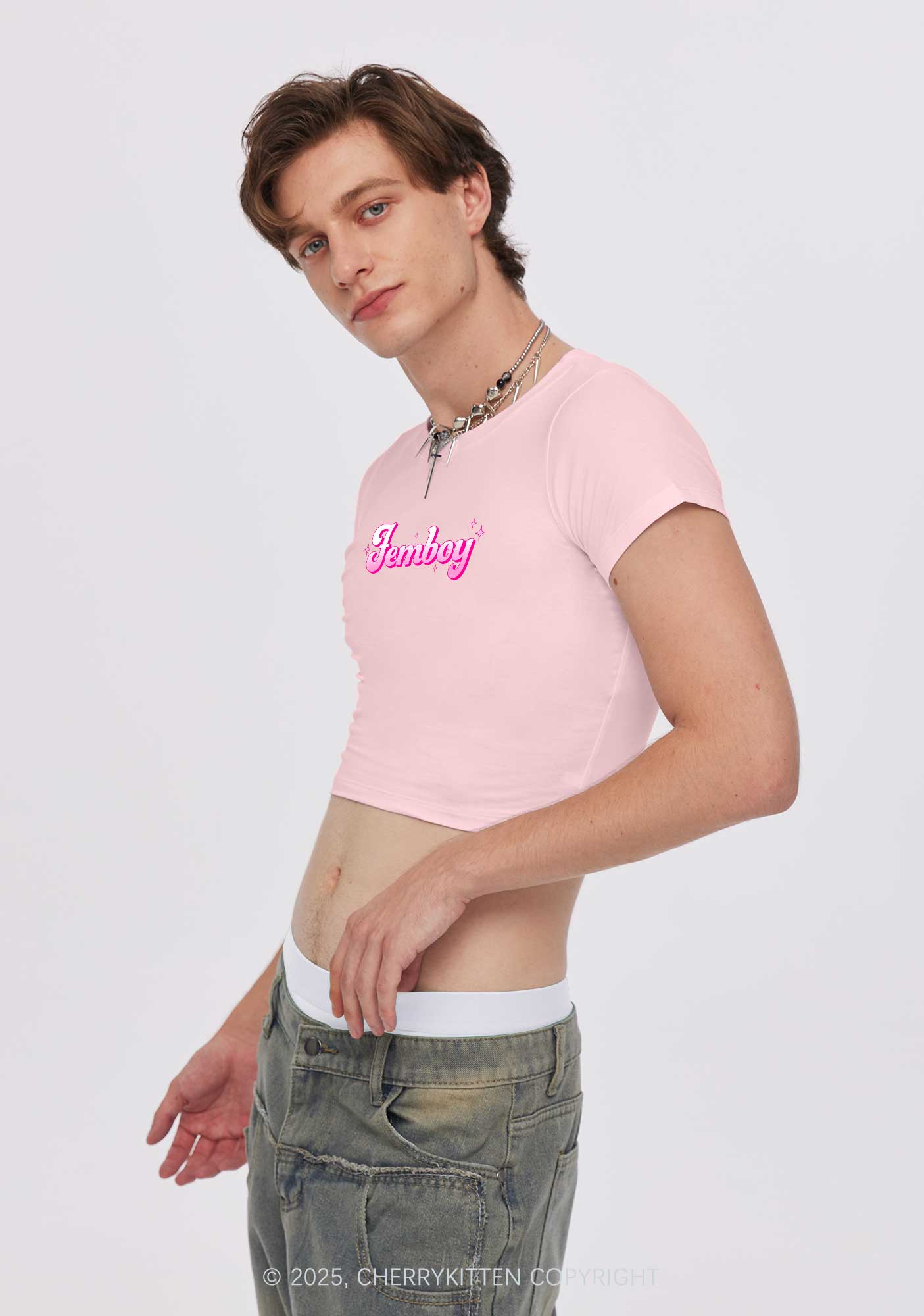 Femboy Pride Y2K Baby Tee Cherrykitten