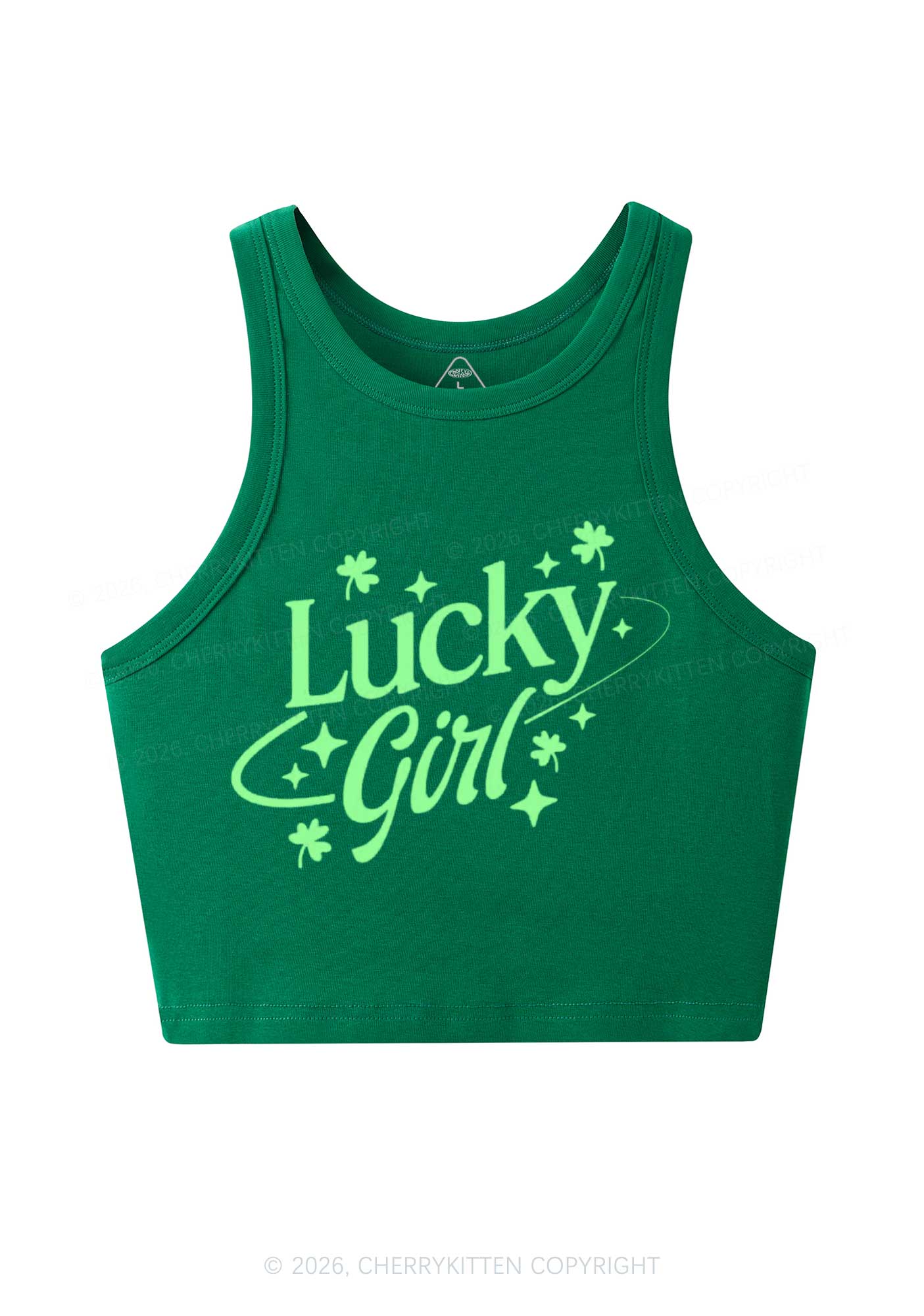 Lucky Girl Star St Patricks Y2K Crop Tank Top Cherrykitten