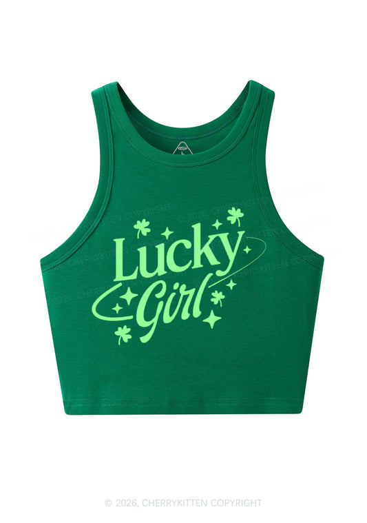 Lucky Girl Star St Patricks Y2K Crop Tank Top Cherrykitten