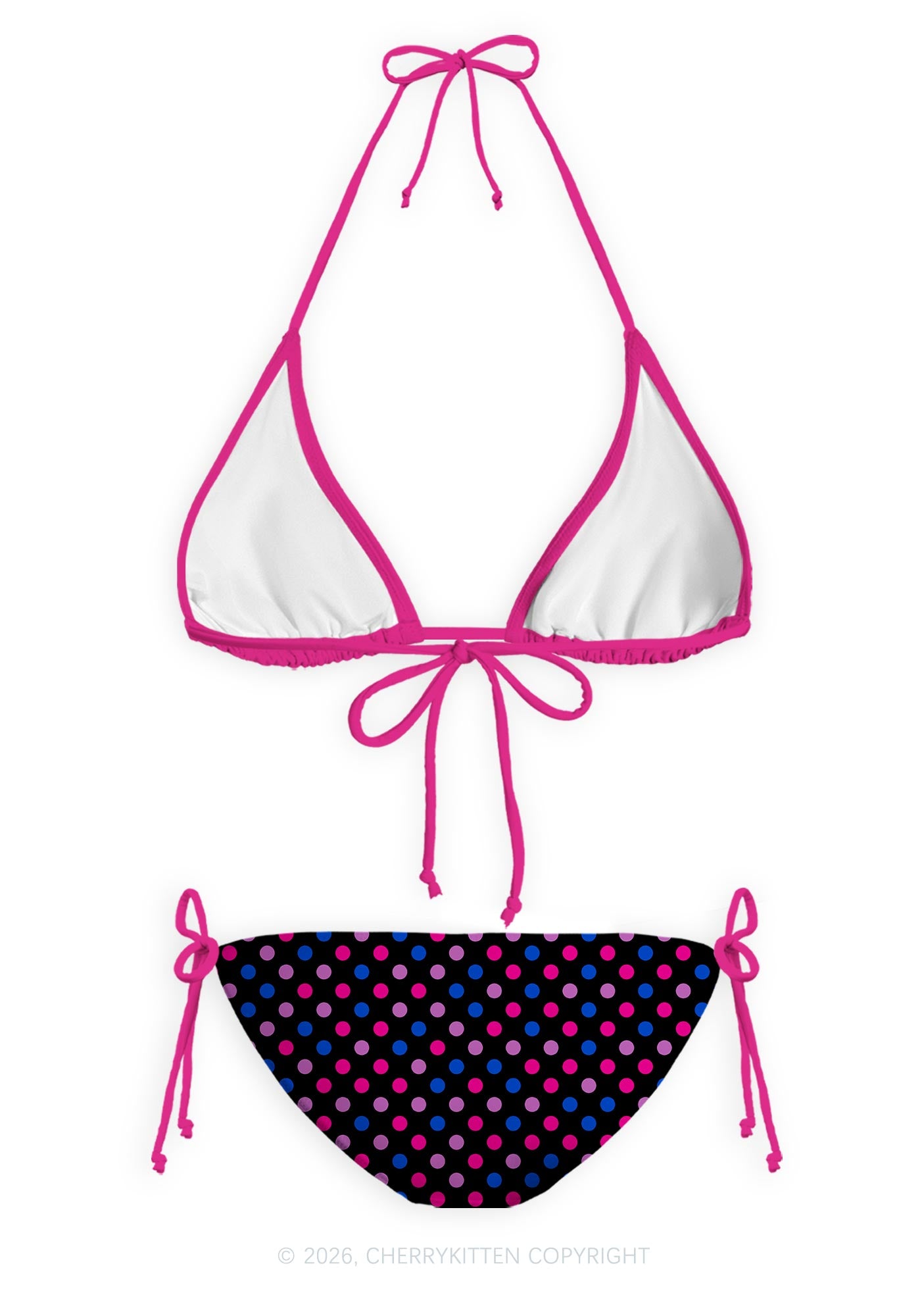 Bisexual Dots Pride Y2K Print Bikini Set Cherrykitten