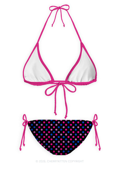 Bisexual Dots Pride Y2K Print Bikini Set Cherrykitten