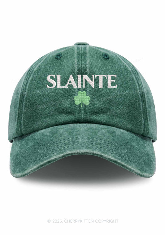 Embroidered Slainte St Patricks Y2K Washed Baseball Cap Cherrykitten
