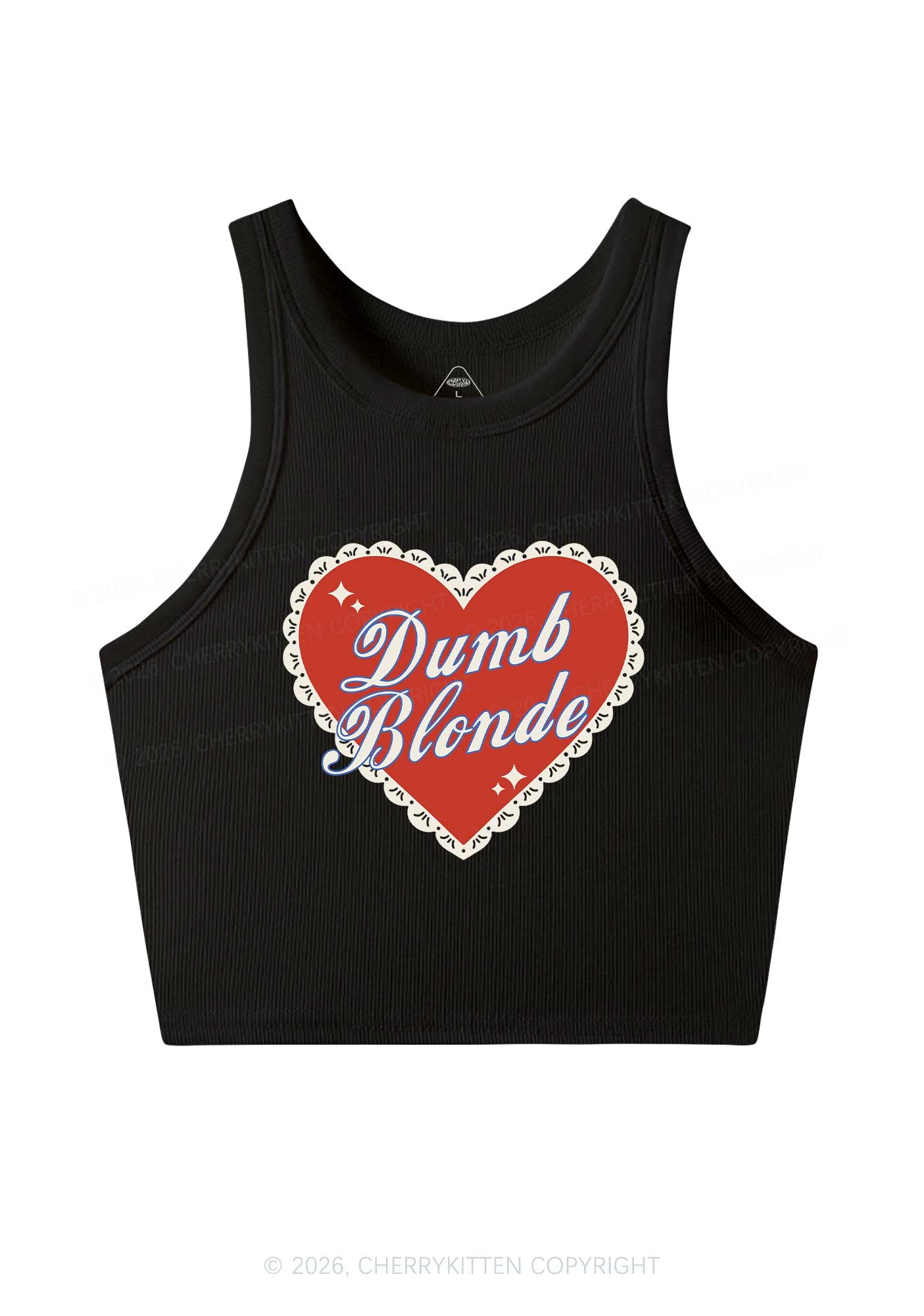 Dumb Blonde Valentine's Day Y2K Crop Tank Top Cherrykitten