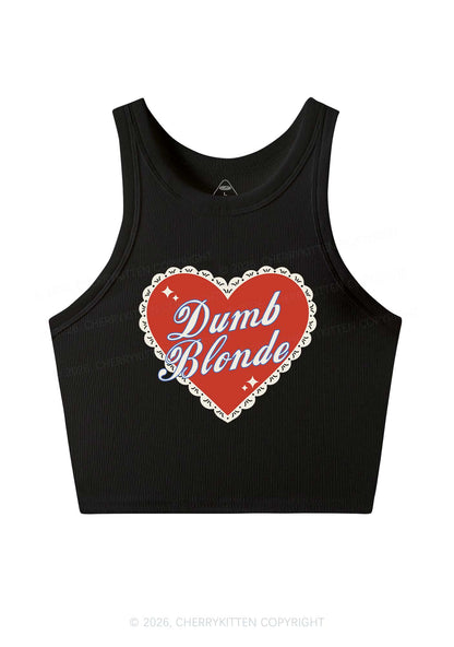 Dumb Blonde Valentine's Day Y2K Crop Tank Top Cherrykitten