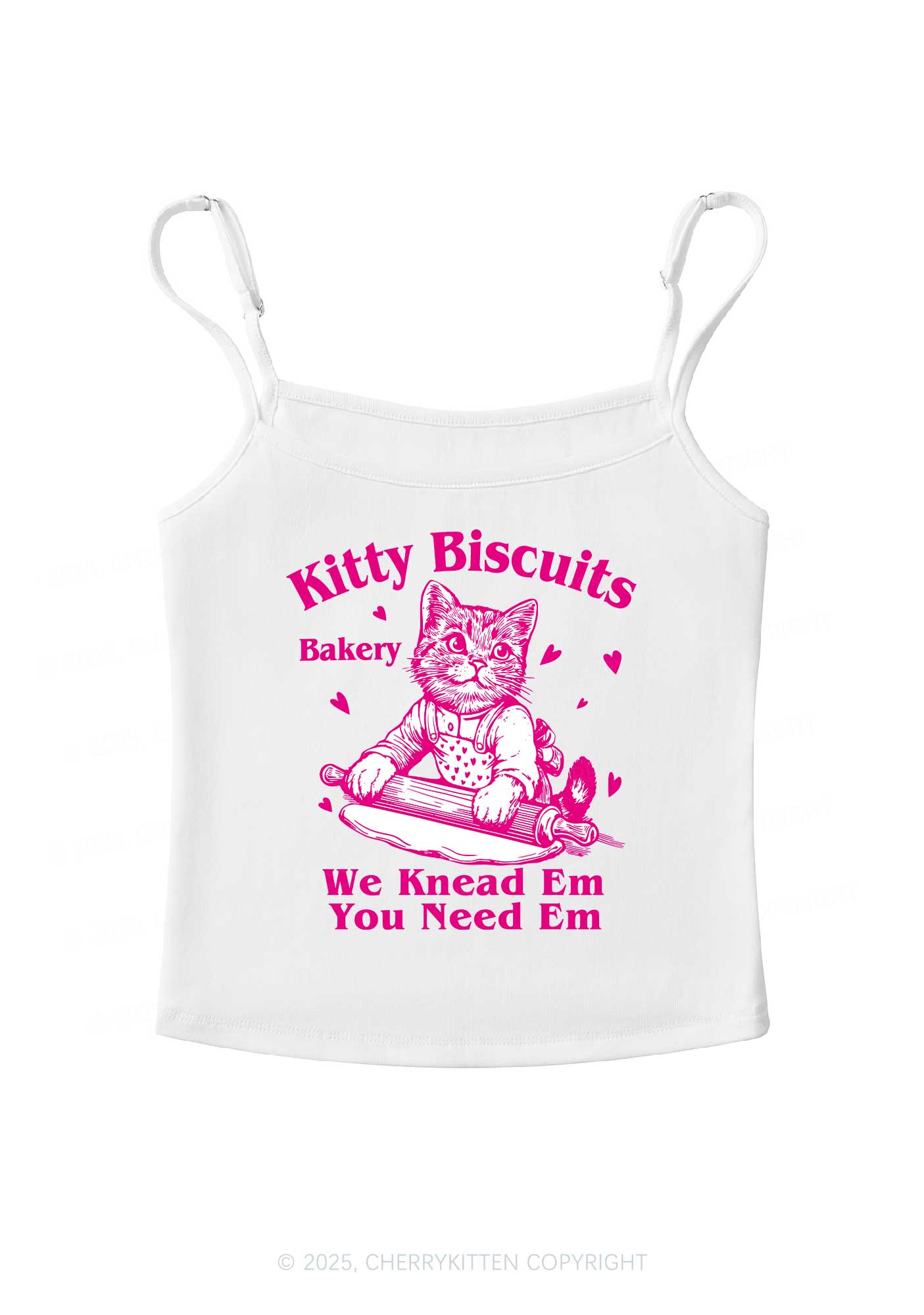 Kitten Biscuits Bakery Valentine's Day Y2K Spaghetti Strap Cami Cherrykitten