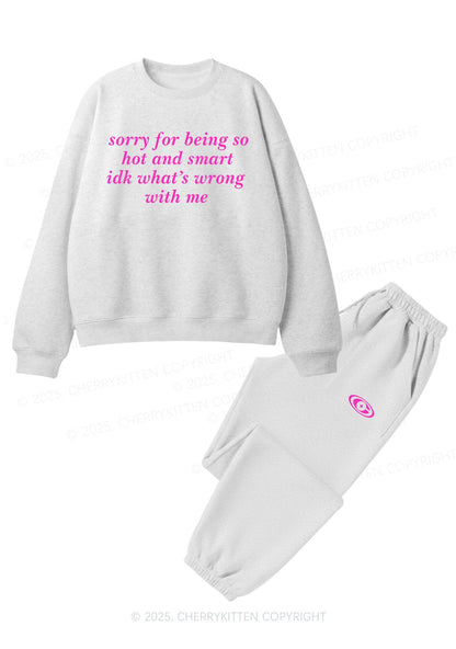 Sorry For Being So Smart Y2K Fleece Sweatshirts Set Cherrykitten