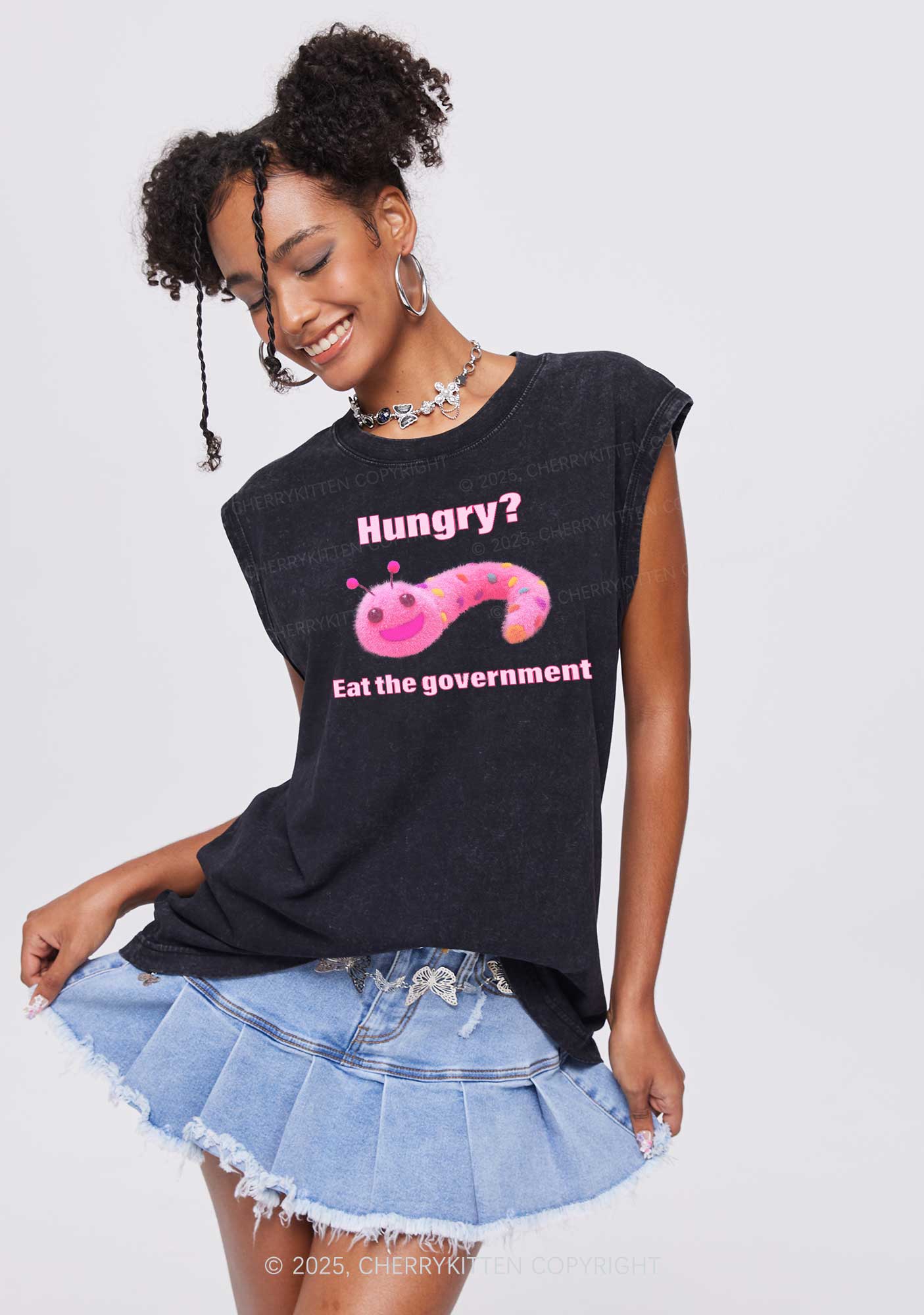 Eat The Government Y2K Washed Muscle Tank Cherrykitten