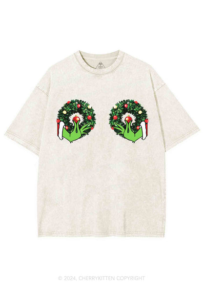 Christmas Wreath Y2K Washed Tee Cherrykitten