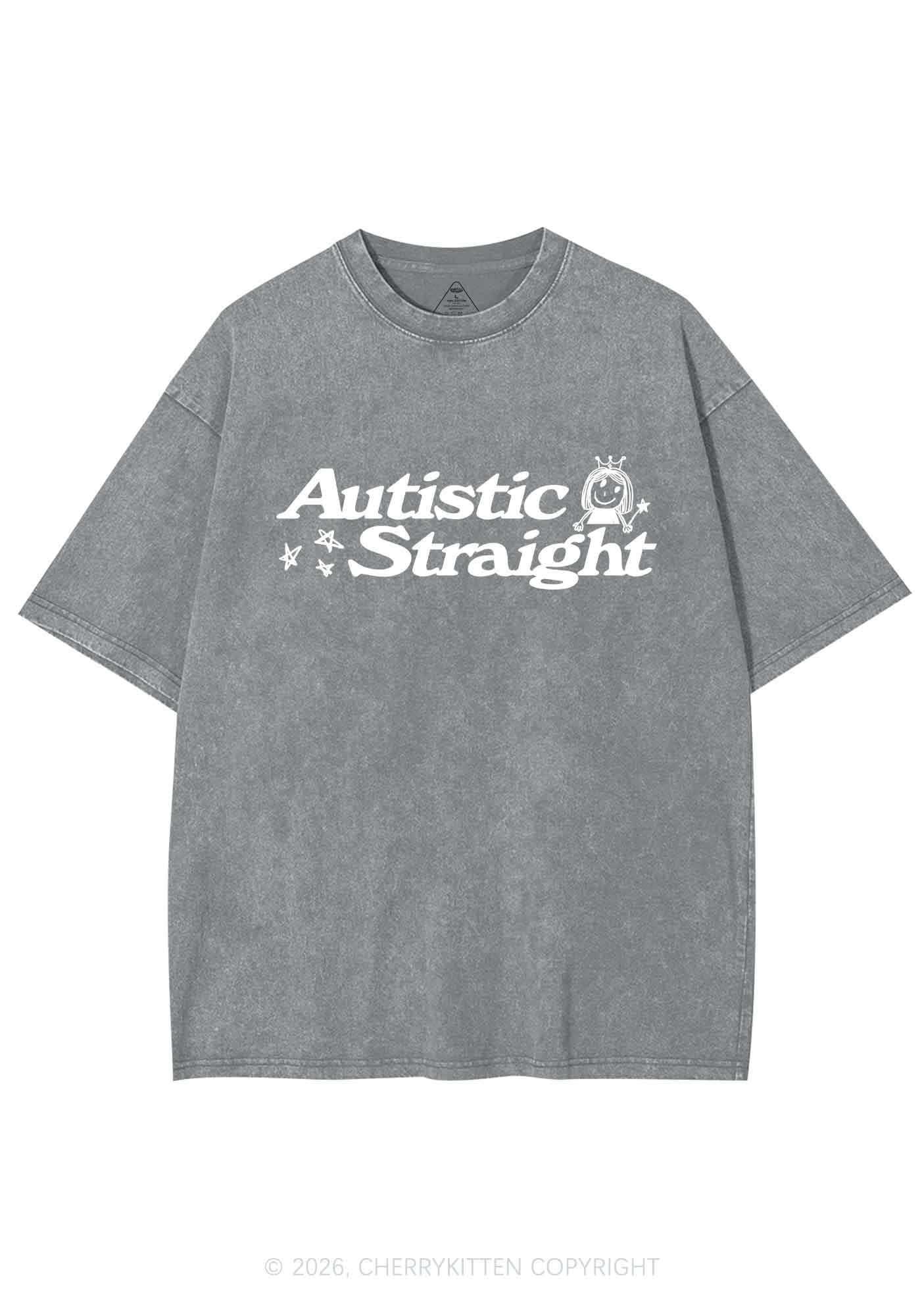 Autistic Straight Pride Y2K Shirts Washed Tee Cherrykitten