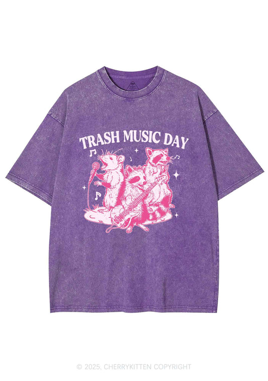 Trash Music Day Y2K Shirts Washed Tee Cherrykitten