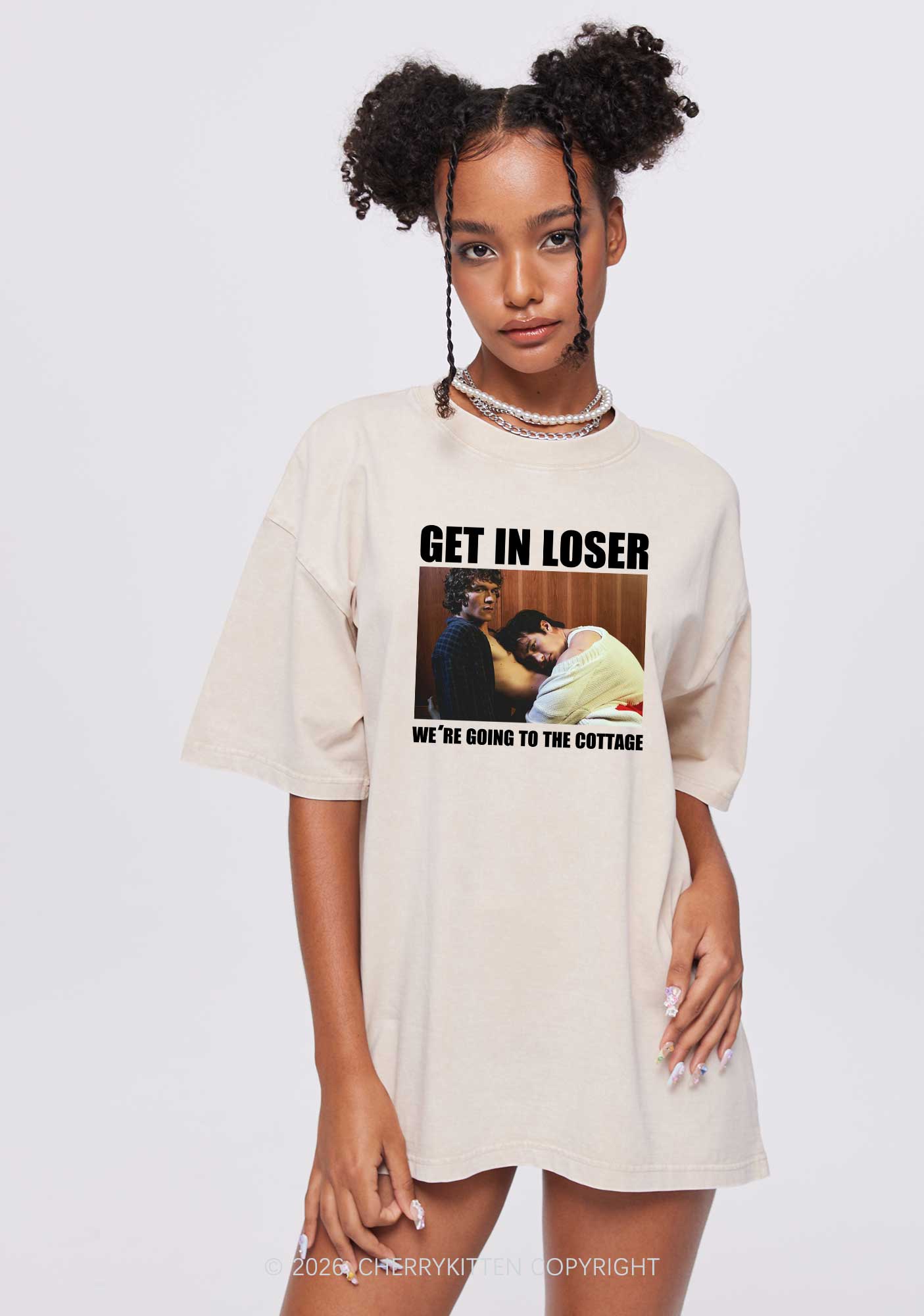 We Are Going To Cottage HR Y2K Shirts Washed Tee Cherrykitten