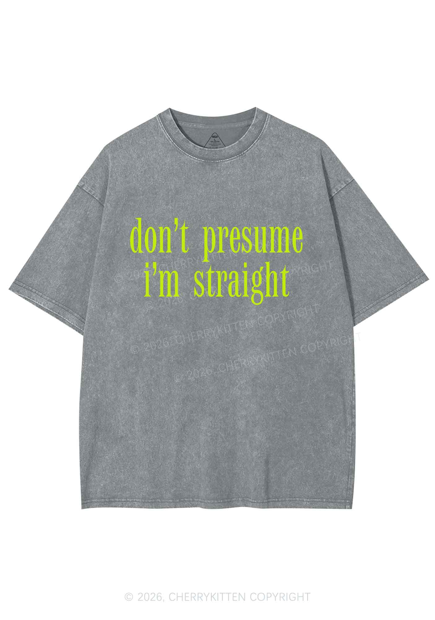 Dont Presume Im Straight Pride Y2K Shirts Washed Tee Cherrykitten