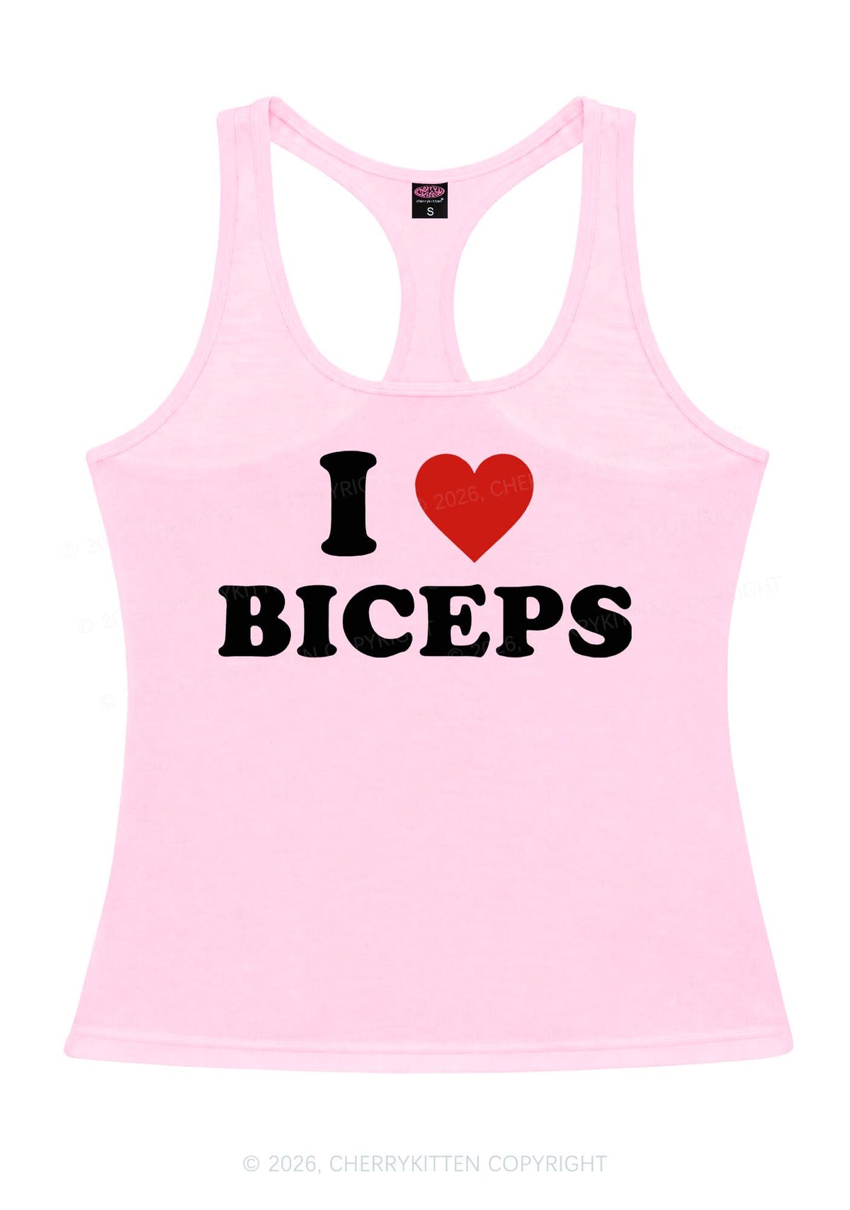 I Love Biceps Y2K Women Racerback Tank Top Cherrykitten