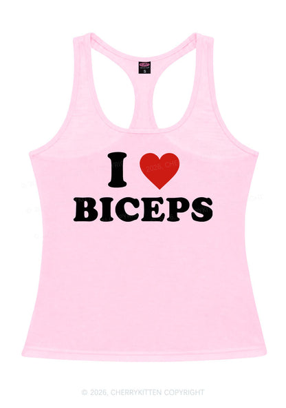 I Love Biceps Y2K Women Racerback Tank Top Cherrykitten
