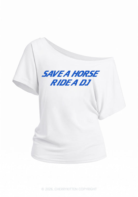 Ride A DJ Y2K Off Shoulder Tee Cherrykitten