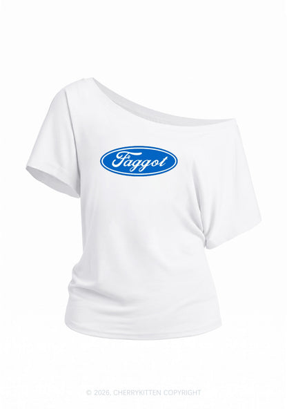 Faggot Pride Y2K Off Shoulder Tee Cherrykitten