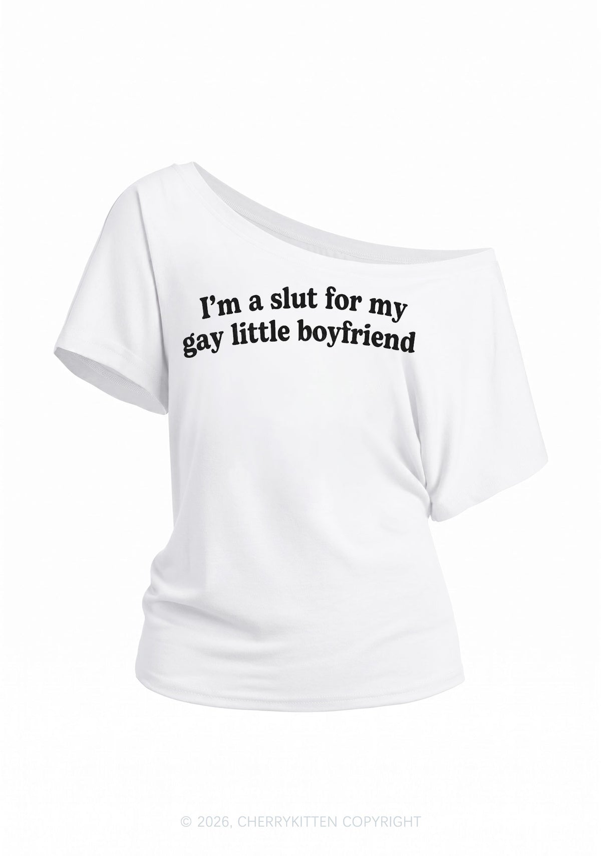 Slxt For My Gay BF Y2K Off Shoulder Tee Cherrykitten