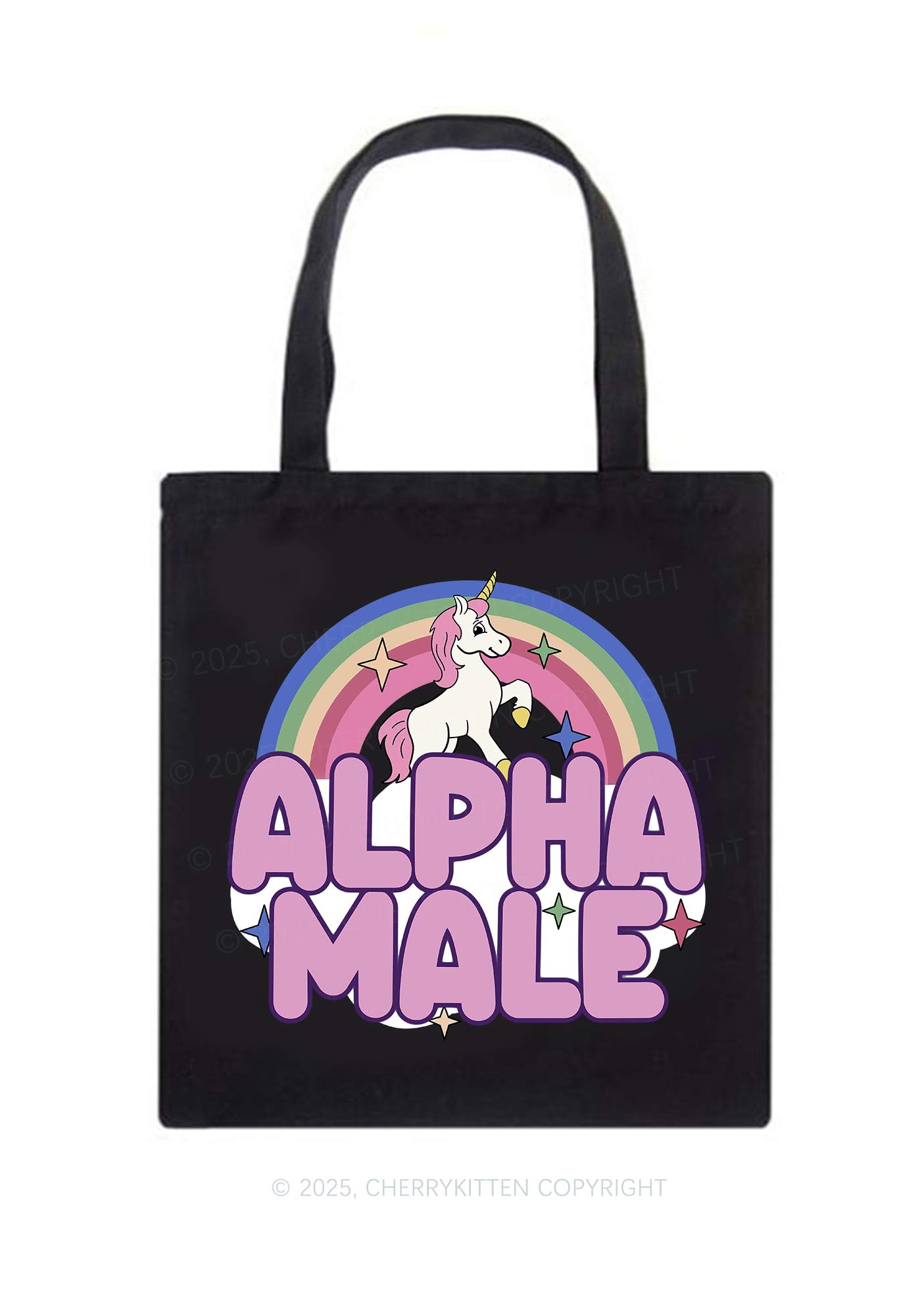 Rainbow Unicorn Alpha Male Pride Y2K Canvas Tote Bag Cherrykitten