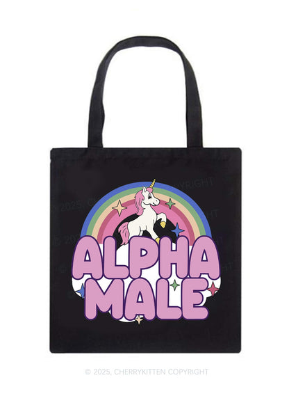 Rainbow Unicorn Alpha Male Pride Y2K Canvas Tote Bag Cherrykitten