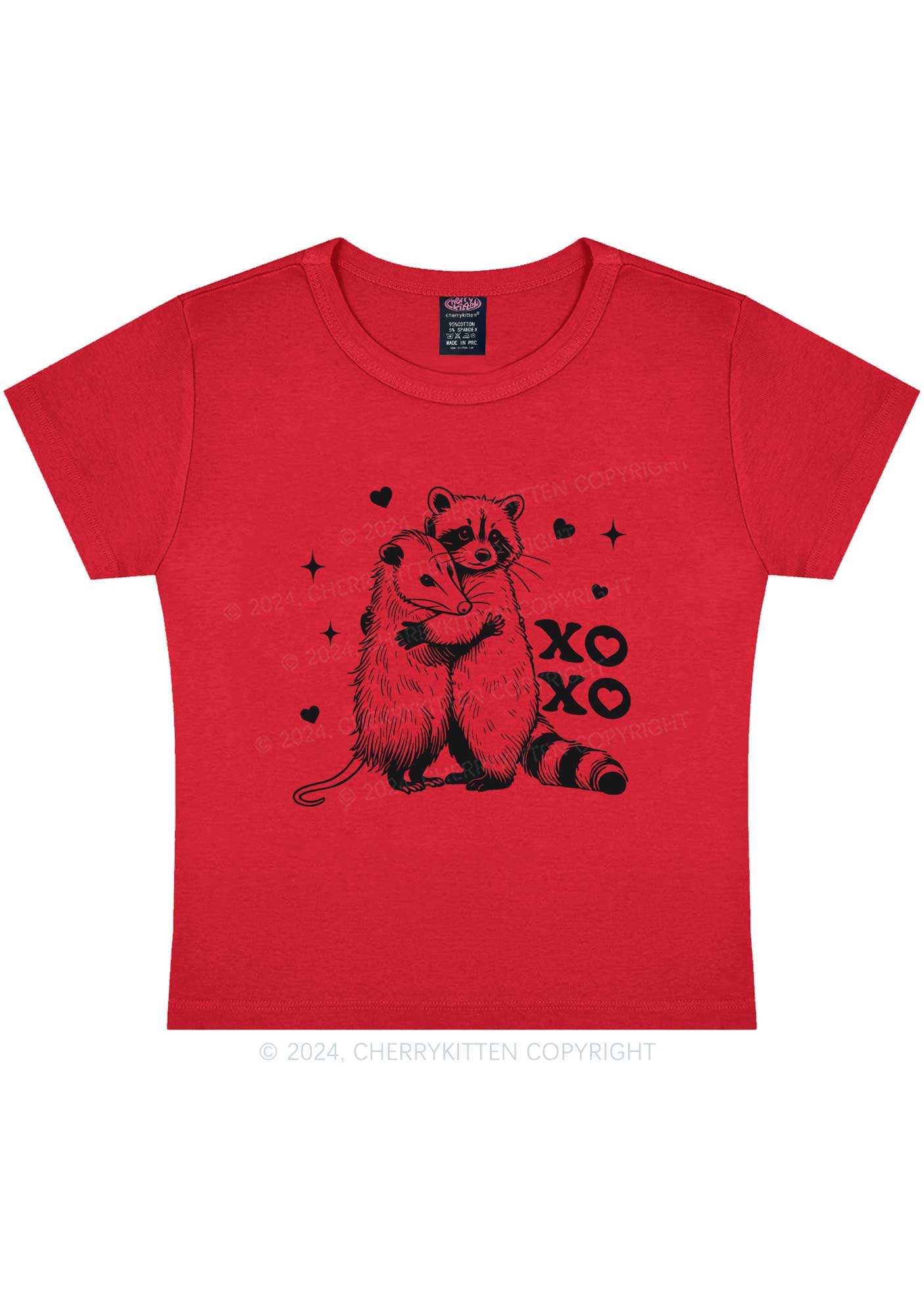 Raccoon XOXO Y2K Valentine's Day Baby Tee Cherrykitten