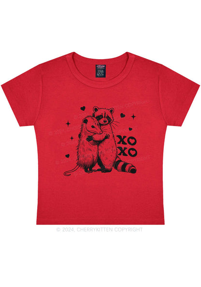 Raccoon XOXO Y2K Valentine's Day Baby Tee Cherrykitten