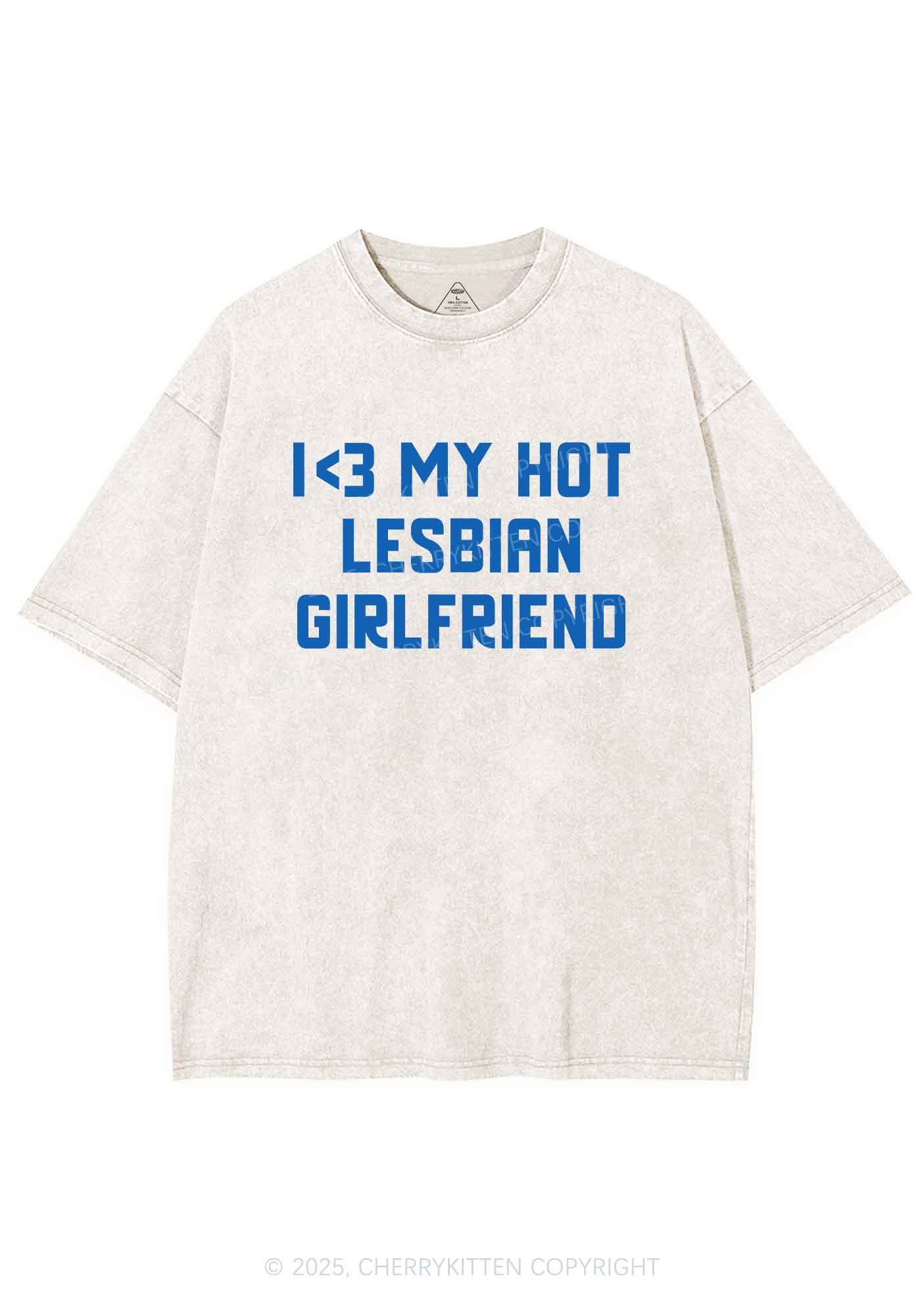My Hot Lesbian GF Pride Y2K Shirts Washed Tee Cherrykitten