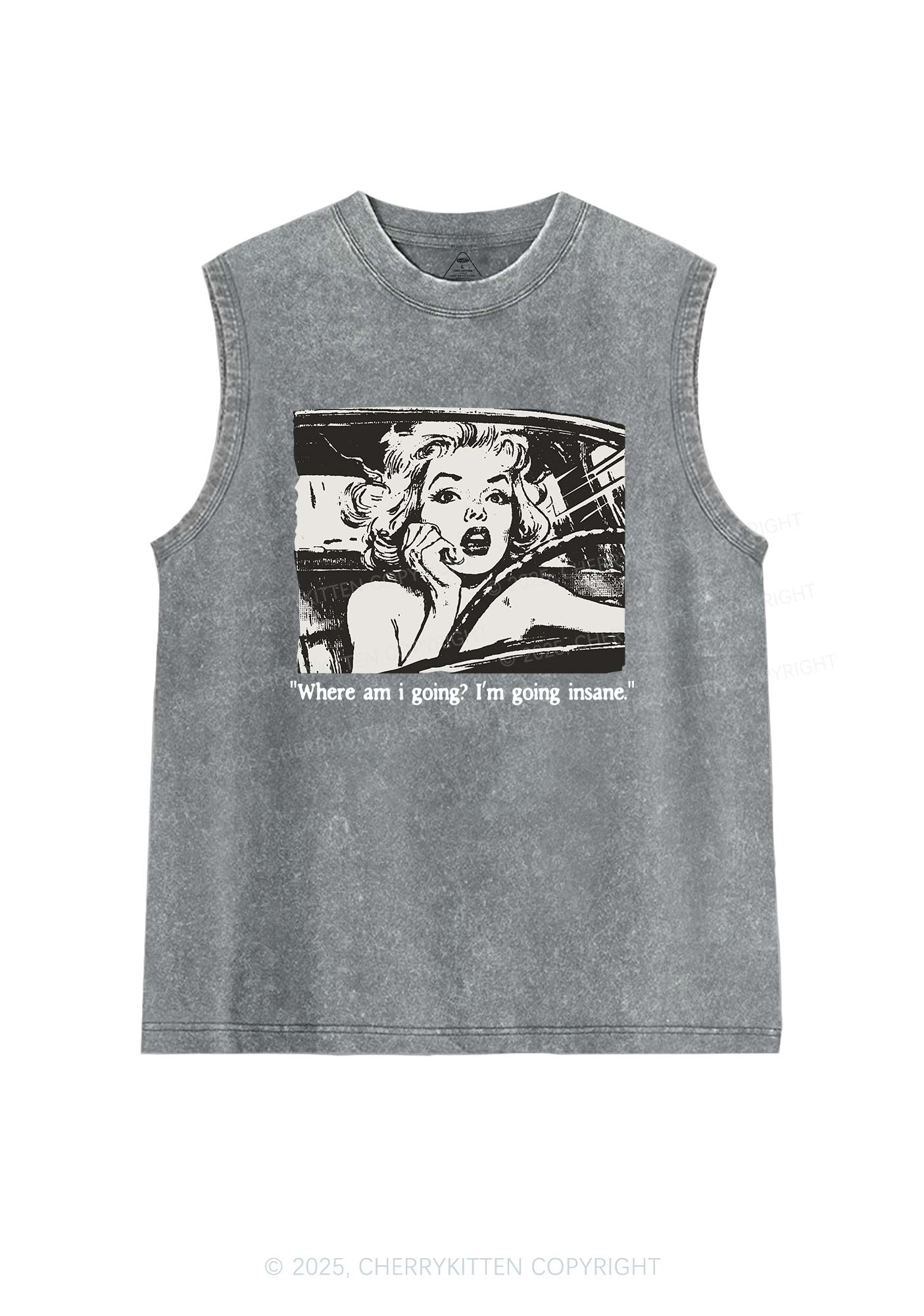 Woman Going Insane Y2K Washed Muscle Tank Cherrykitten