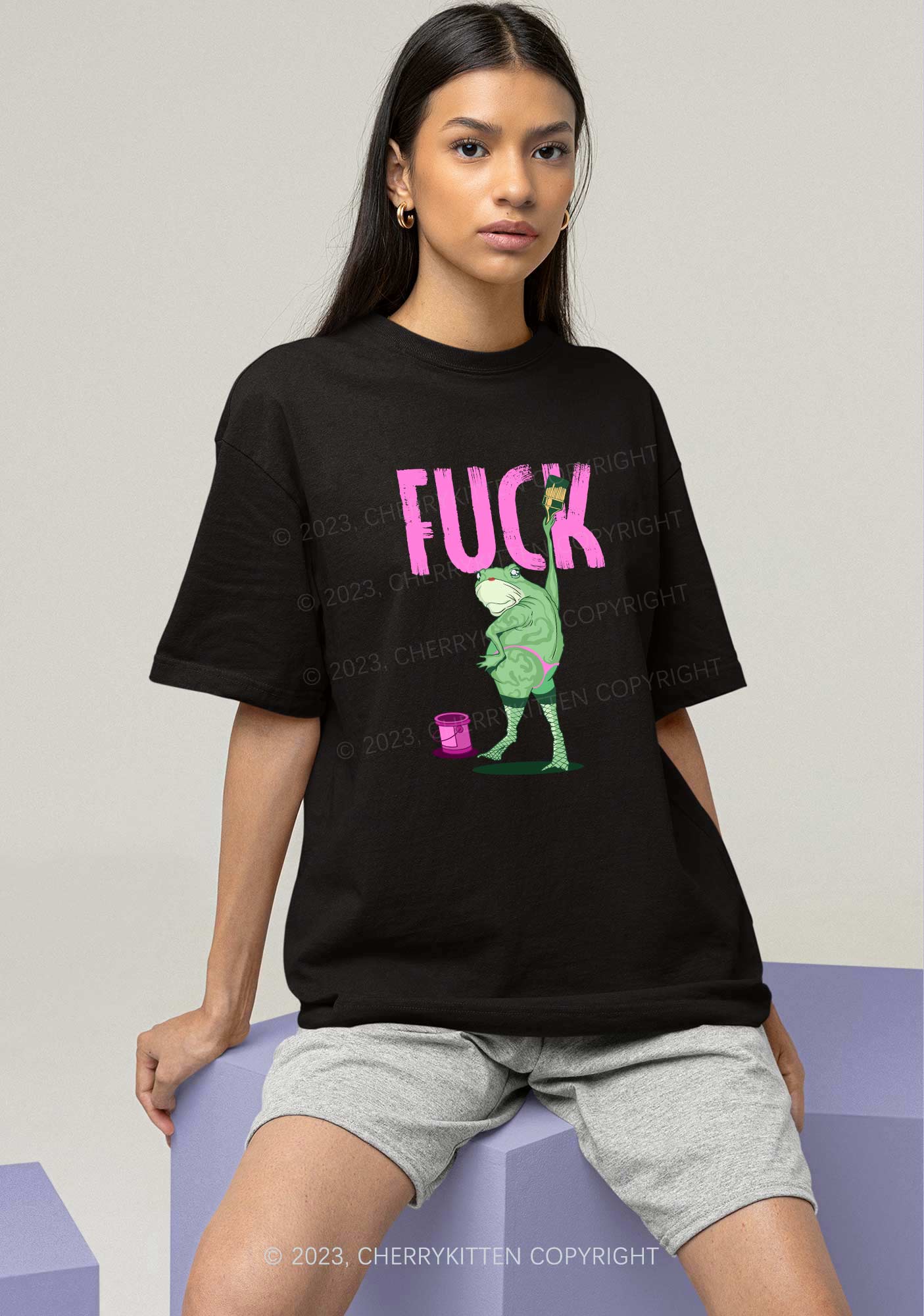 Frog Painting Fxck Y2K Chunky Shirt Cherrykitten