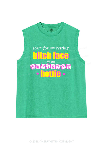 Autistic Hottie Y2K Washed Muscle Tank Cherrykitten