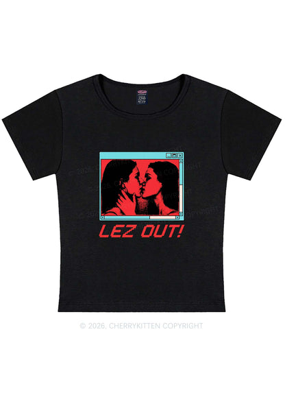 Lez Out Pride Y2K Baby Tee Cherrykitten