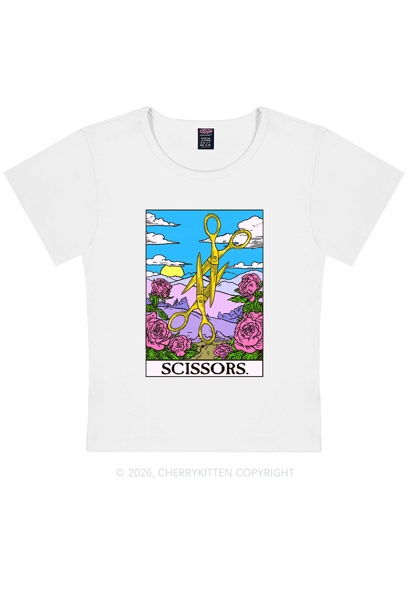 Yellow Scissors Pride Y2K Baby Tee Cherrykitten