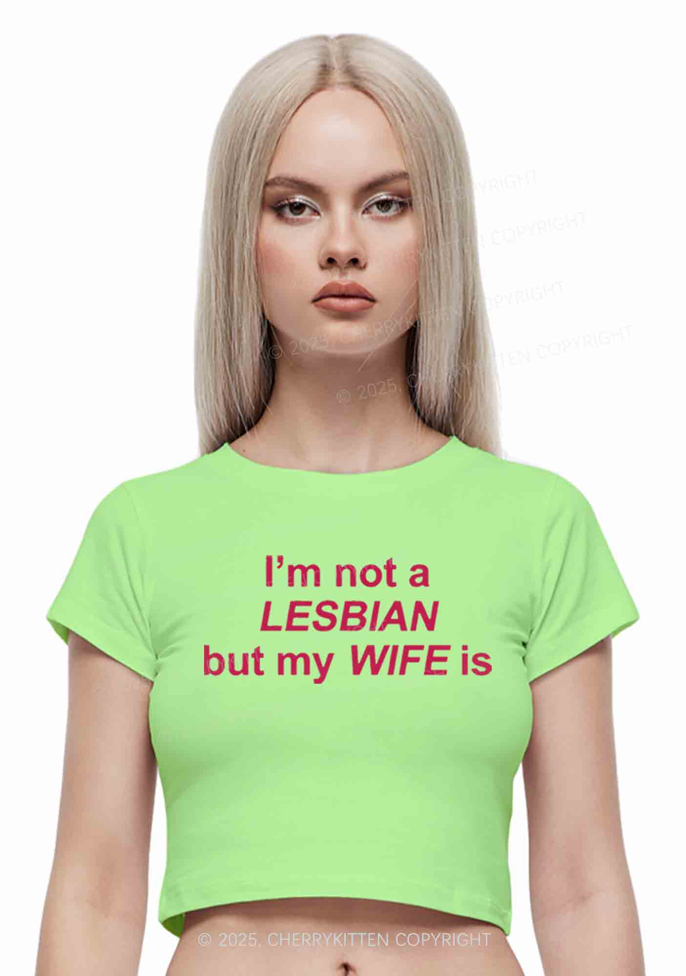 My Wife Is Lesbian Y2K Valentine's Day Baby Tee Cherrykitten