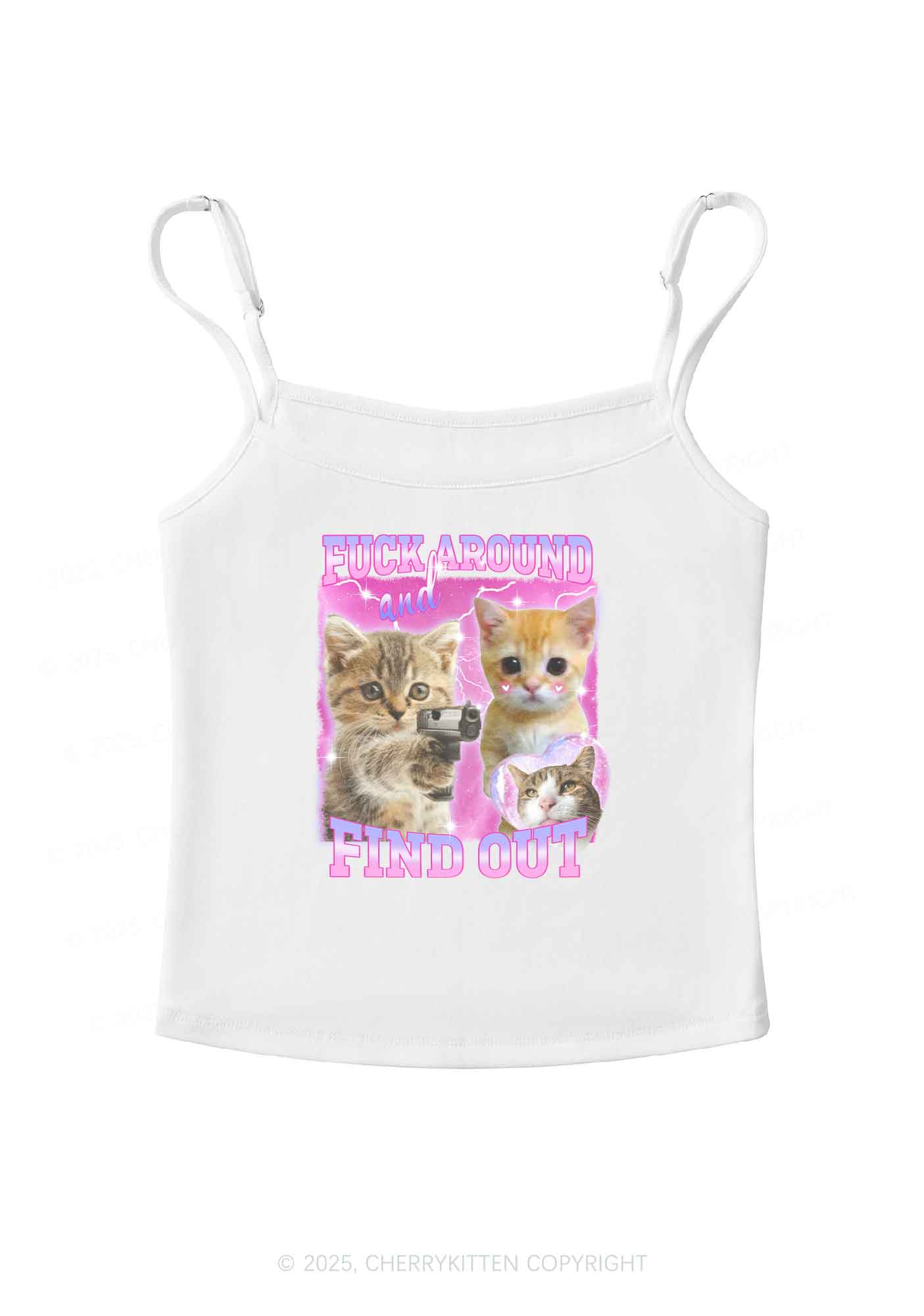 Fxxk Around Cats Y2K Spaghetti Strap Cami Cherrykitten