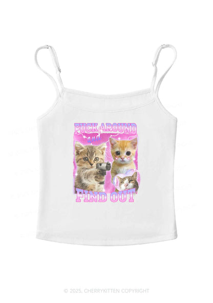 Fxxk Around Cats Y2K Spaghetti Strap Cami Cherrykitten