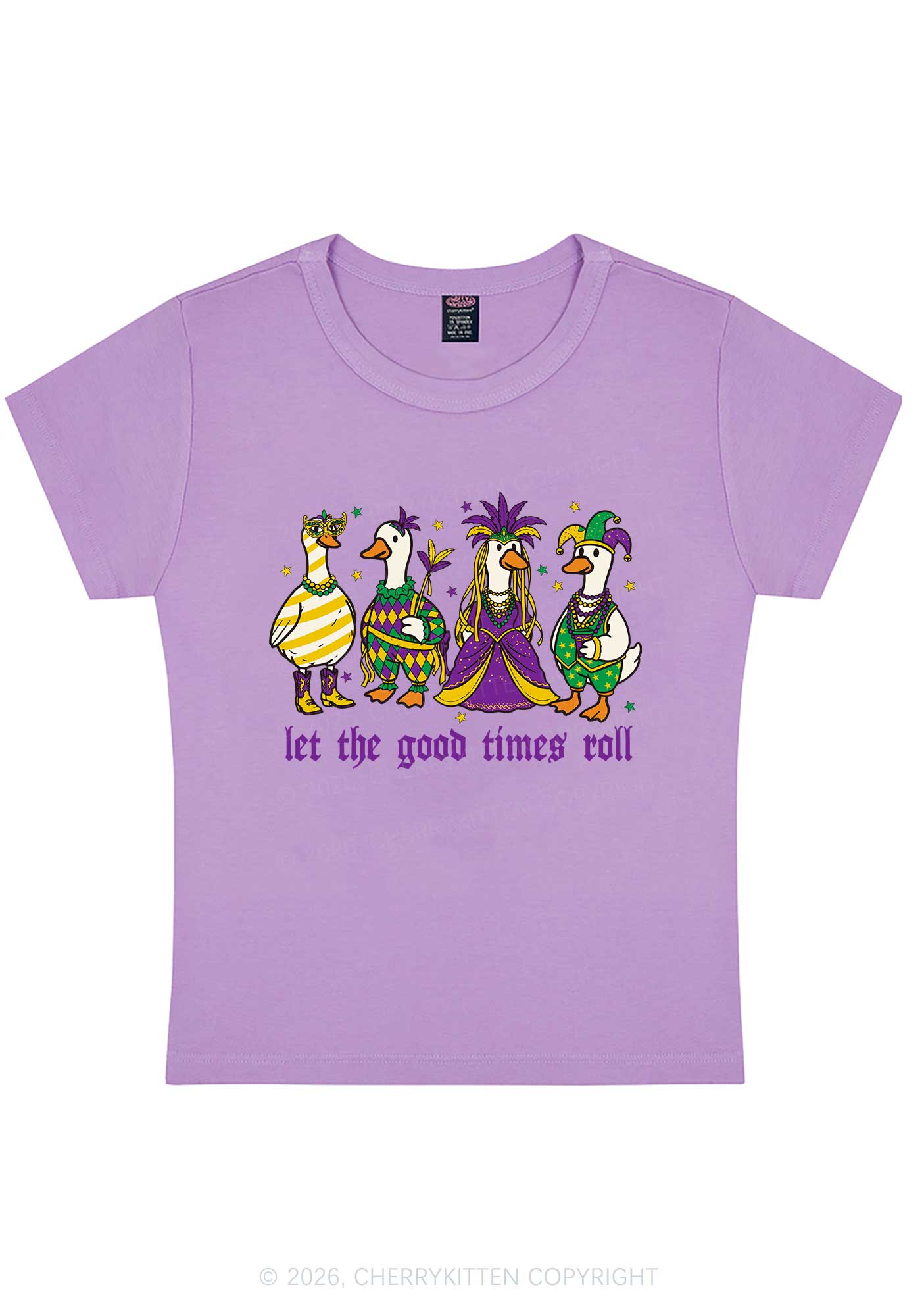 Let The Good Times Roll Y2K Baby Tee Cherrykitten