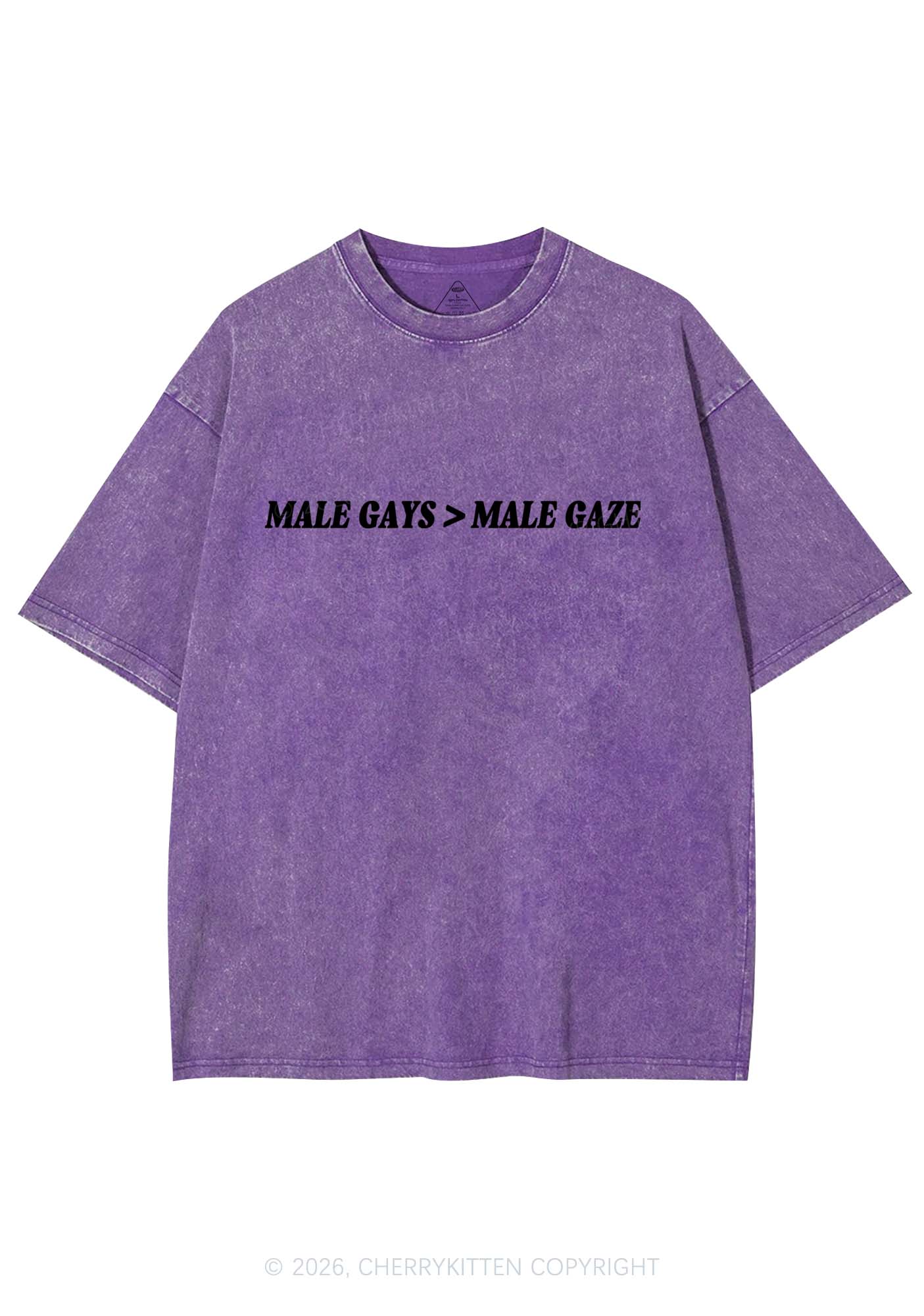 Male Gays Male Gaze Pride Y2K Shirts Washed Tee Cherrykitten