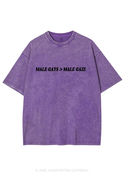 Male Gays Male Gaze Pride Y2K Shirts Washed Tee Cherrykitten