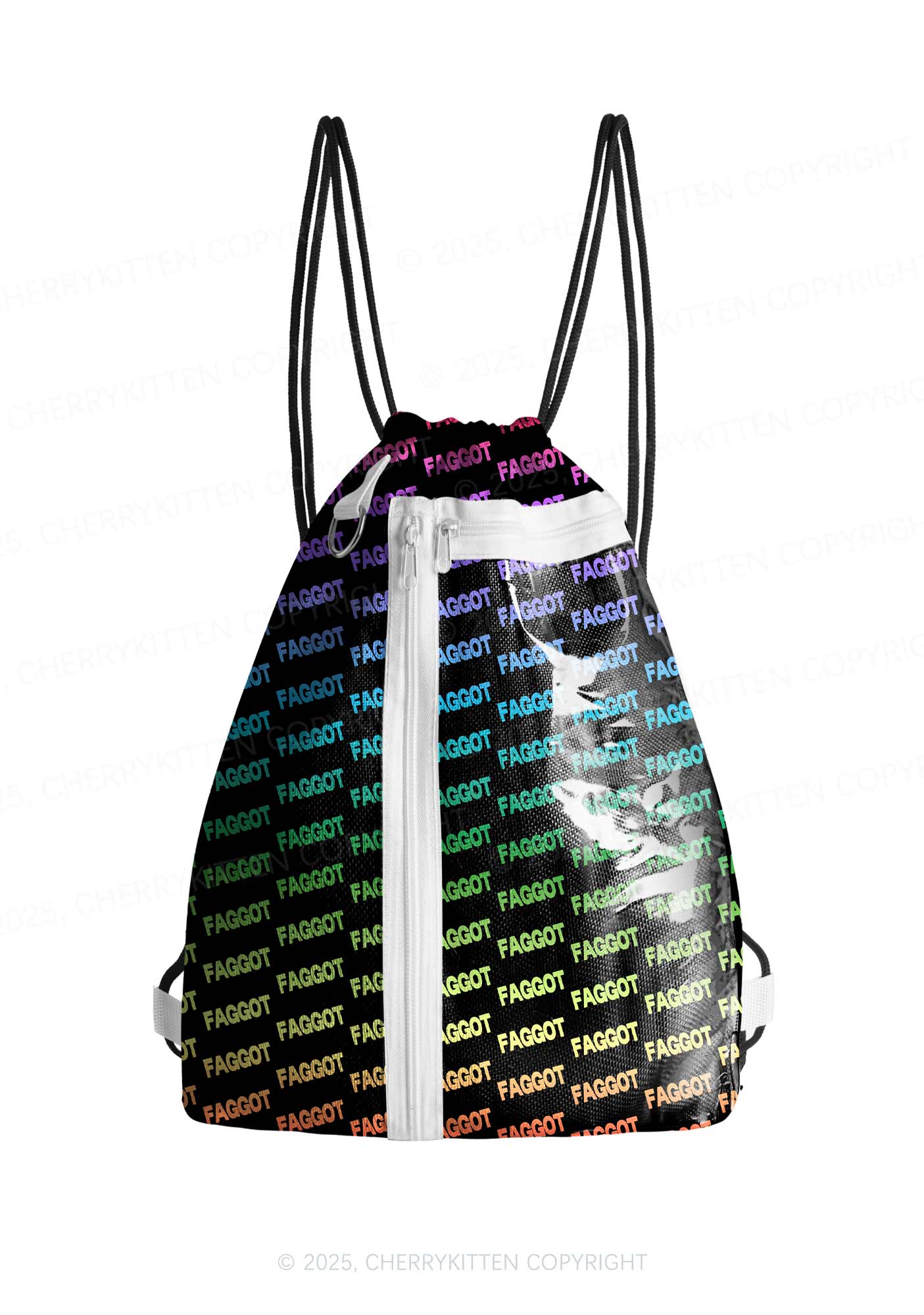 Neon Rainbow Faggot Pride Y2K Drawstring Itabag Backpack Cherrykitten