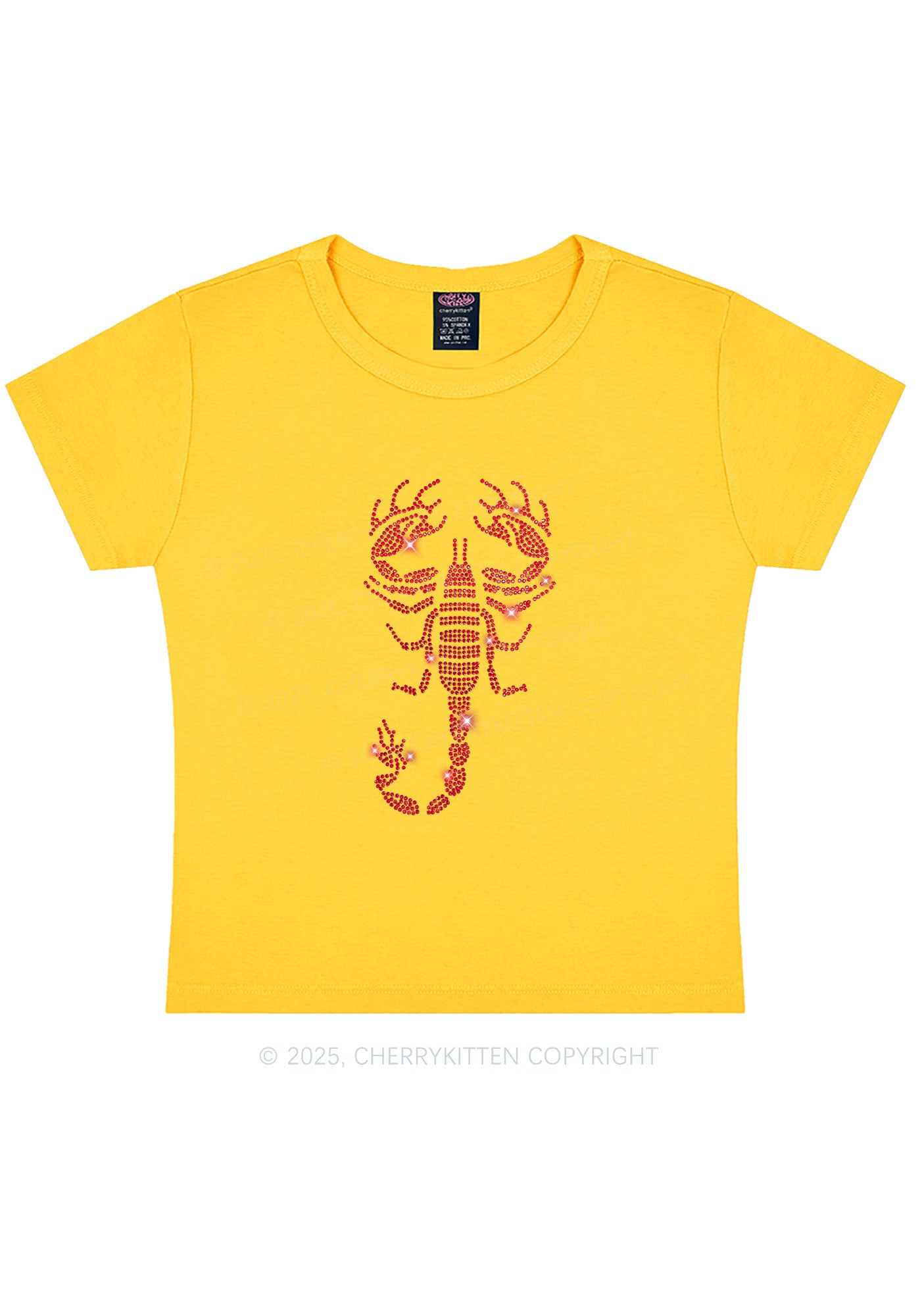 Rhinestone Red Scorpion Y2K Baby Tee Cherrykitten