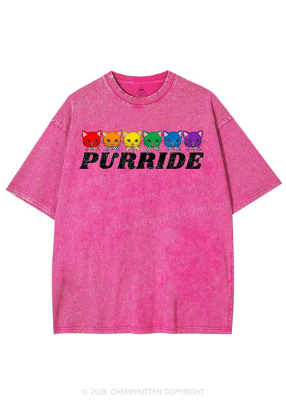 Purride Cat Pride Y2K Shirts Washed Tee Cherrykitten